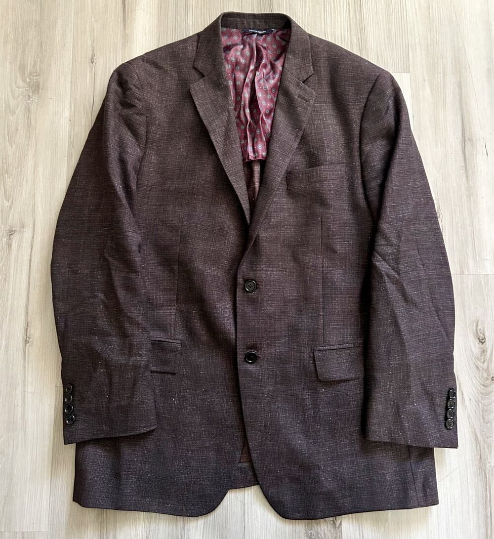 Ralph Lauren Mens 42R Sport Coat Wool Silk Linen Blazer  Brown Burgundy Canada